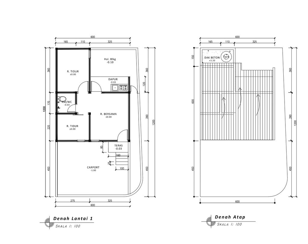 foto denah rumah tipe 36 1 Lantai Kontur 1m(421) perumahan G-Land Padalarang Valley