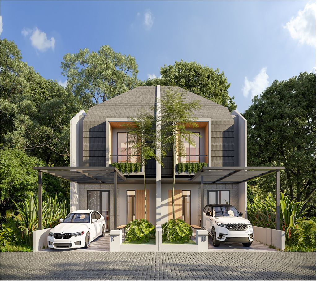 foto tampak rumah tipe EVERGREEN E 01 35 perumahan GARDENS AT CANDI SAWANGAN (NEW)