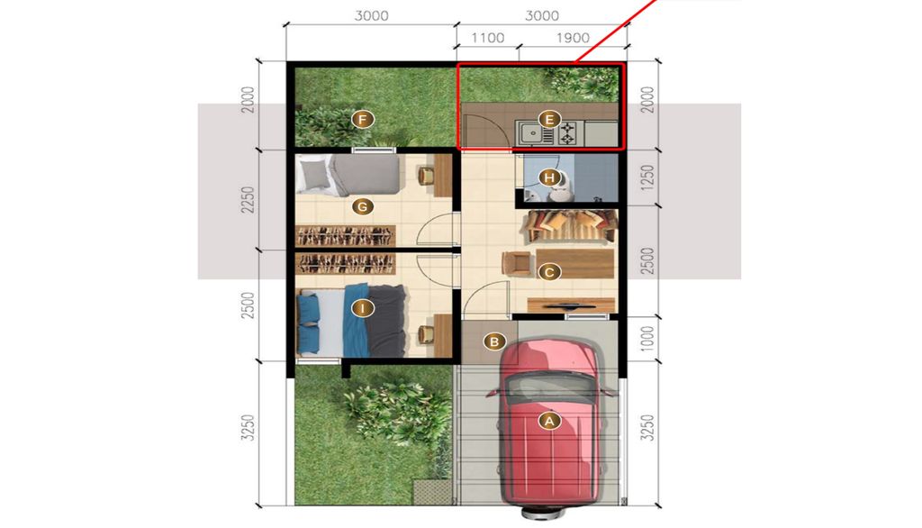 foto denah rumah tipe NORTHPOINT 27/90 HOOK (MEI 24) perumahan GRAND TENJO RESIDENCE-OAKWOOD