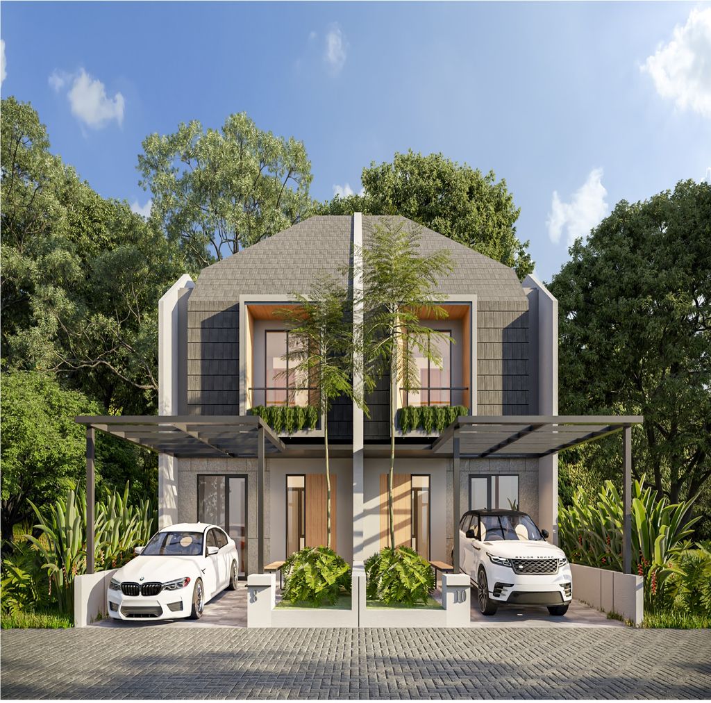 foto tampak rumah tipe EVERGREEN E 06 12 perumahan GARDENS AT CANDI SAWANGAN (NEW)