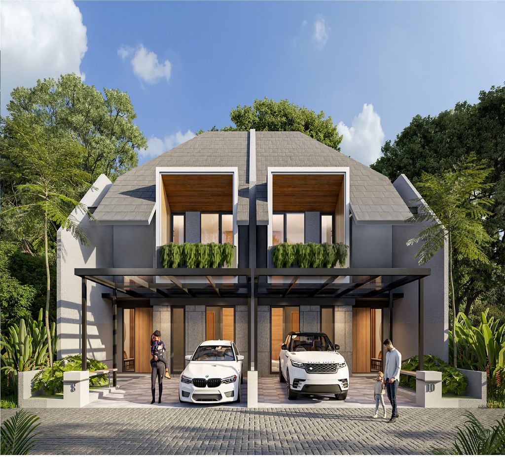 foto tampak rumah tipe EVERGREEN E 05 02 perumahan GARDENS AT CANDI SAWANGAN (NEW)