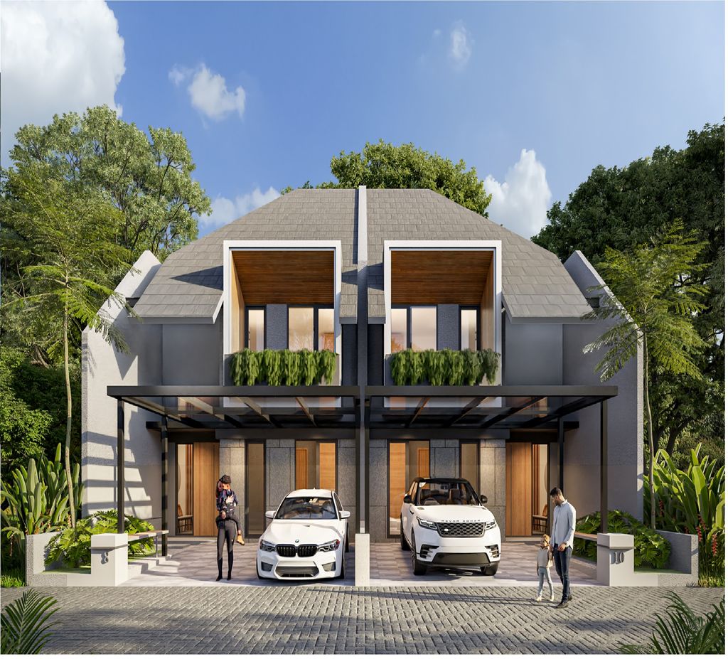foto tampak rumah tipe EVERGREEN E 05 01 perumahan GARDENS AT CANDI SAWANGAN (NEW)