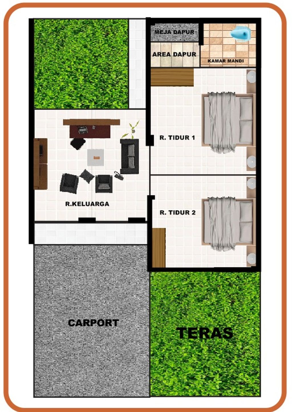 foto denah rumah tipe 30/60 perumahan KRAGILAN GRIYA SENTOSA 2