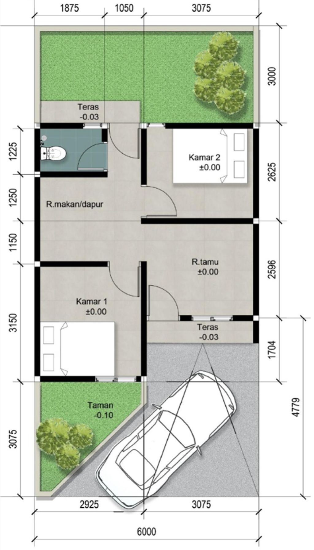 foto denah rumah tipe 48 perumahan DREAM LAND 2 KIOS