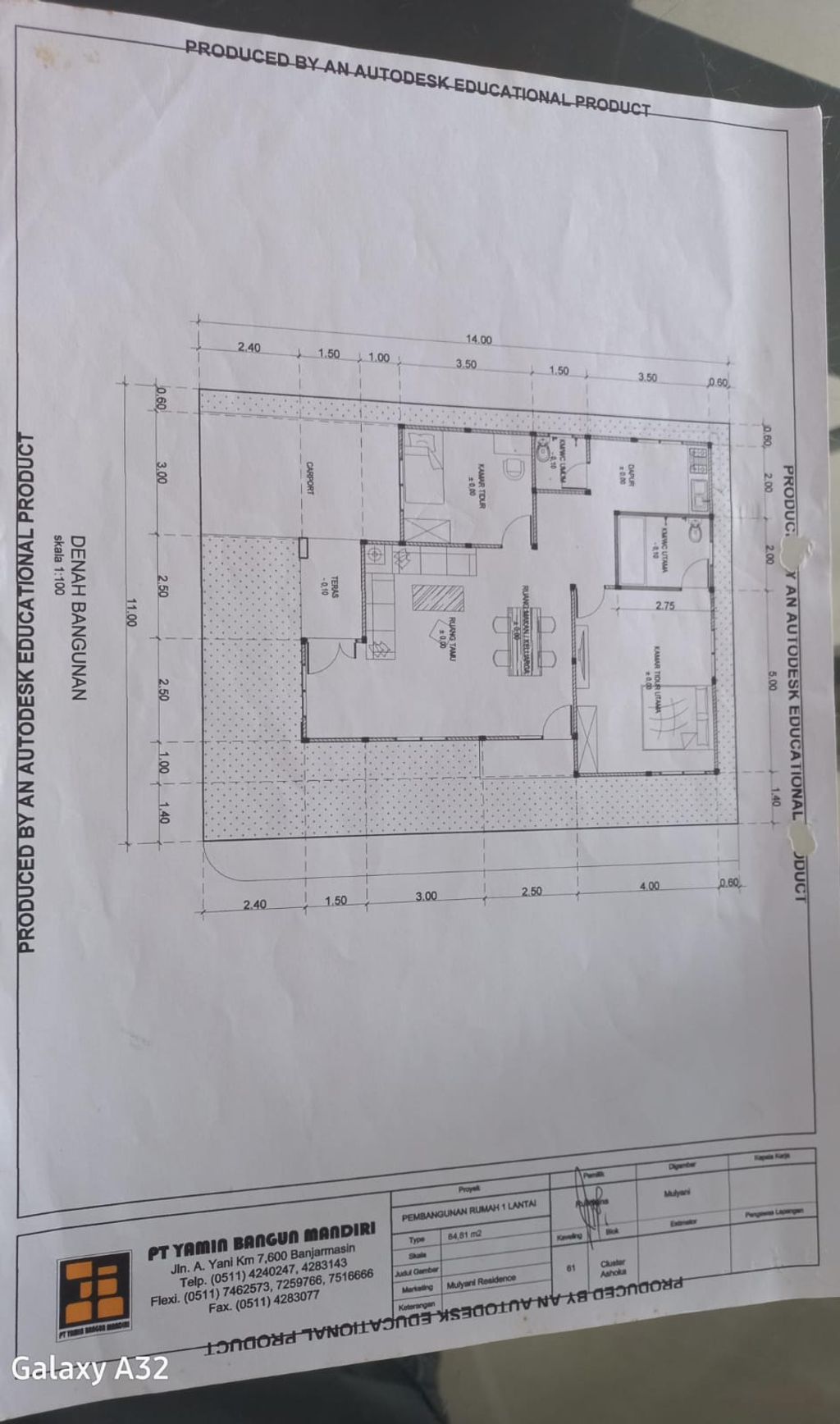 foto denah rumah tipe ASHOKA KAV.61 perumahan Cluster Ashoka