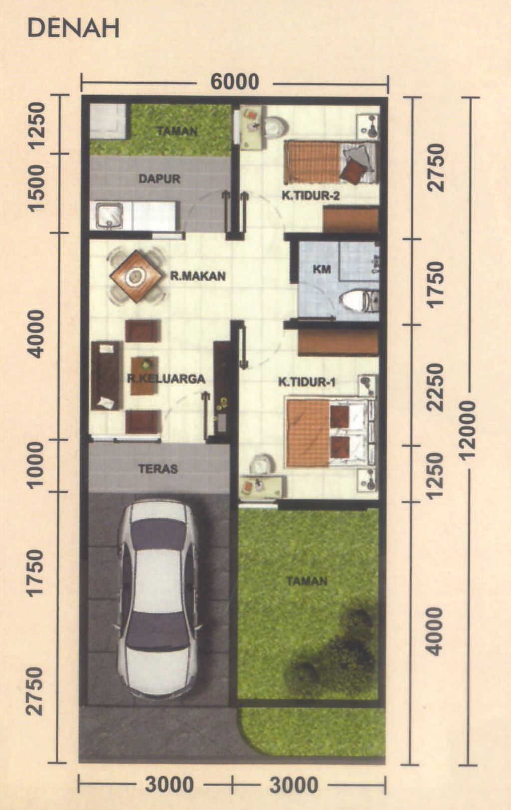 foto denah rumah tipe 104/143 perumahan PURI DAGO