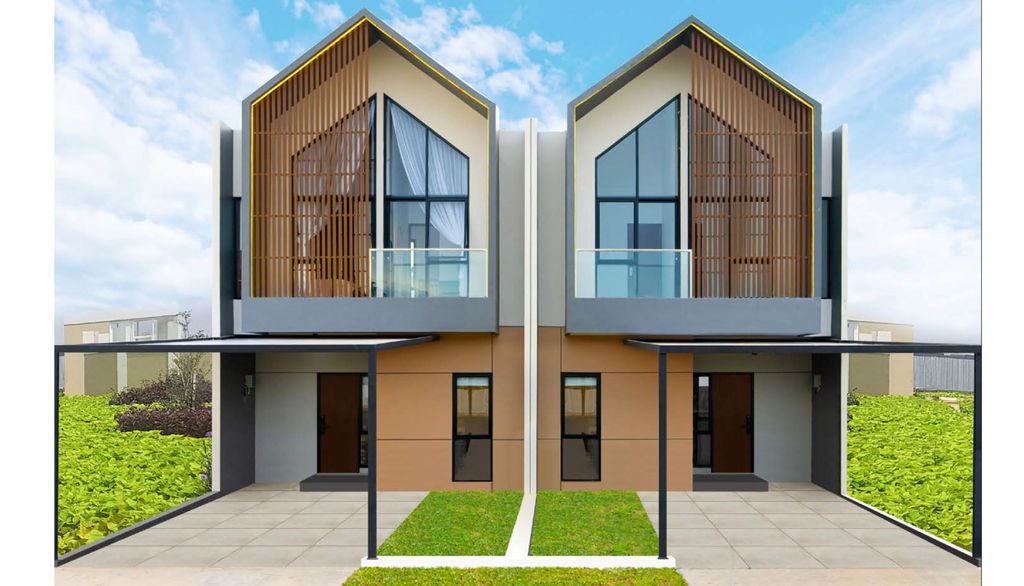 foto tampak rumah tipe OAKWOOD LUXE 55/72 (AUG 24) perumahan GRAND TENJO RESIDENCE-OAKWOOD
