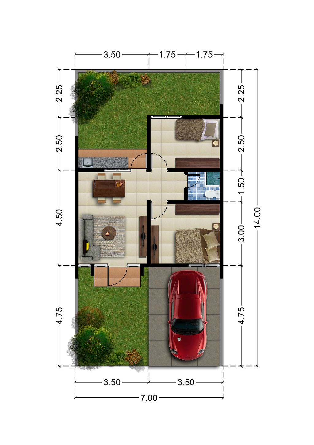 foto denah rumah tipe 45/126 perumahan PALM VILLE REGENCY