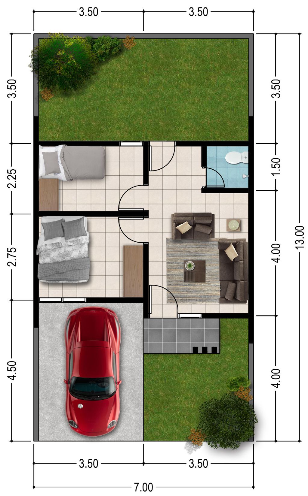foto denah rumah tipe 40/91 perumahan PALM VILLE REGENCY