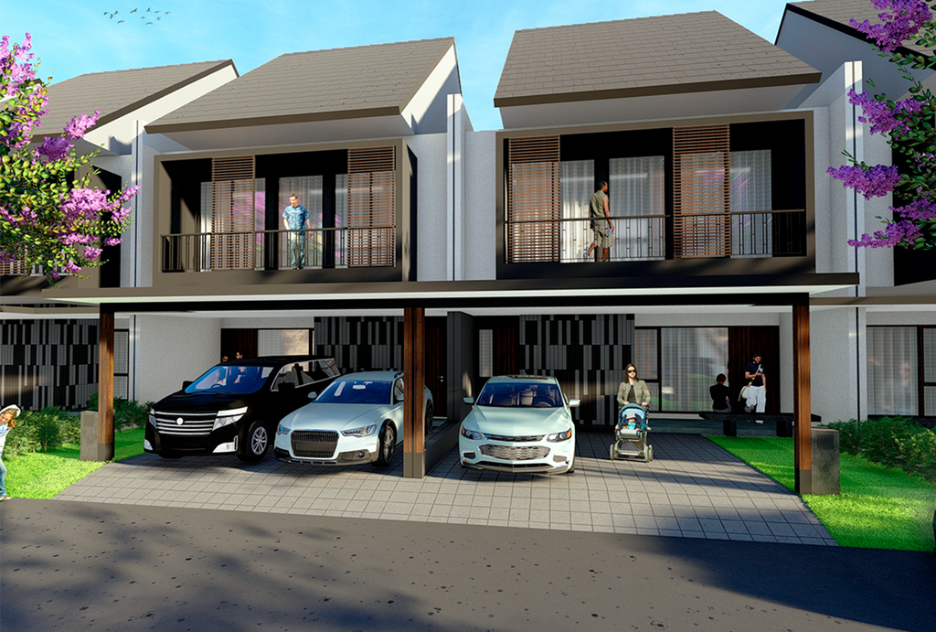 foto tampak rumah tipe JULIUS B perumahan Raffles Residence Tahap 2