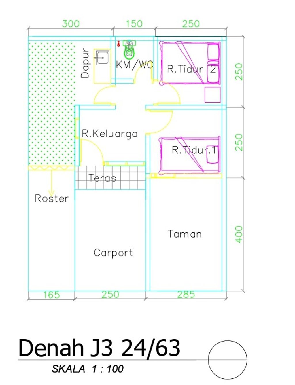 foto denah rumah tipe 24/63 perumahan Kebun Kembang Asri