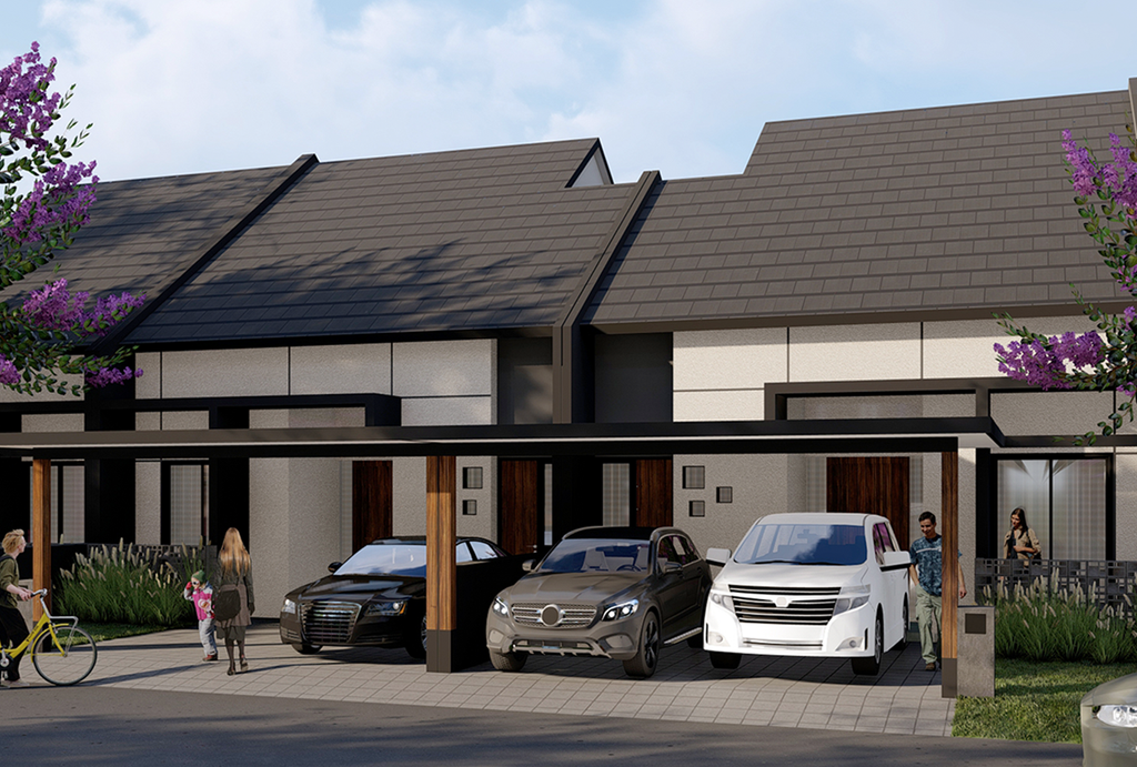 foto tampak rumah tipe ESTER B perumahan Raffles Residence Tahap 2
