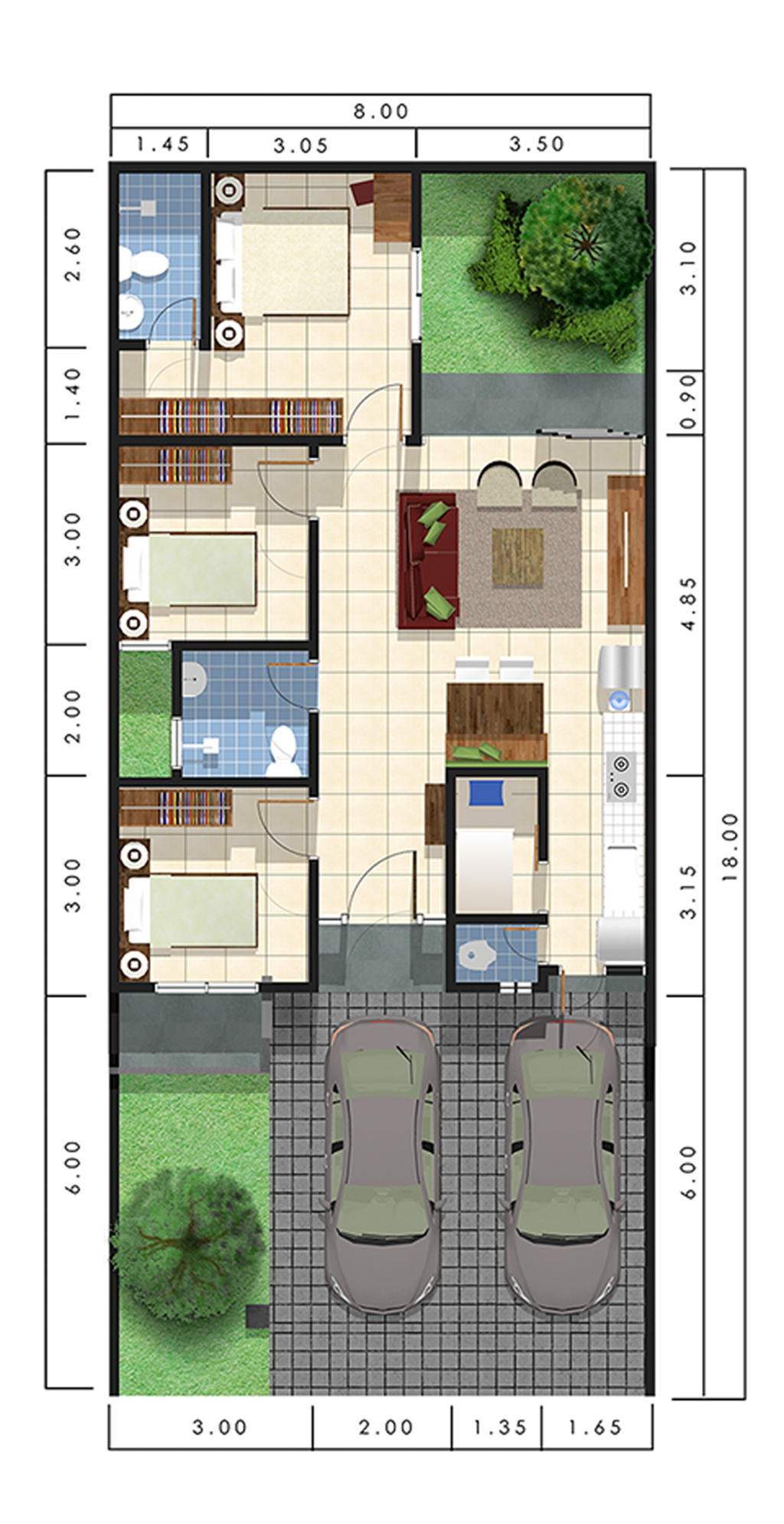 foto denah rumah tipe ESTER B perumahan Raffles Residence Tahap 2