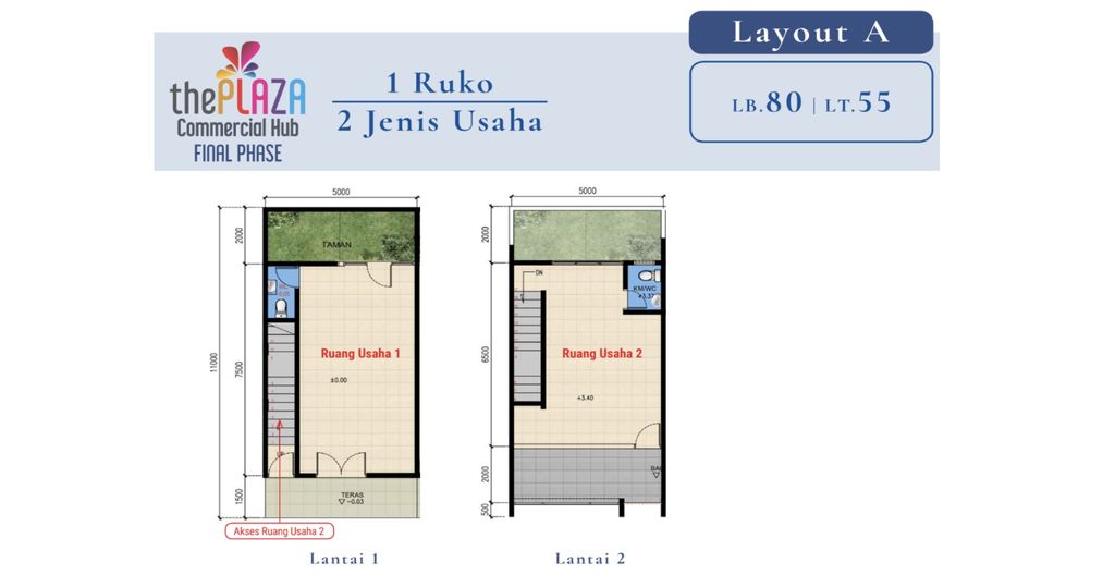 foto denah rumah tipe RUKO THE PLAZA 2 LANTAI (NOV 24) 81/55 perumahan RUKO THE PLAZA - PANJIBUWONO CITY BEKASI