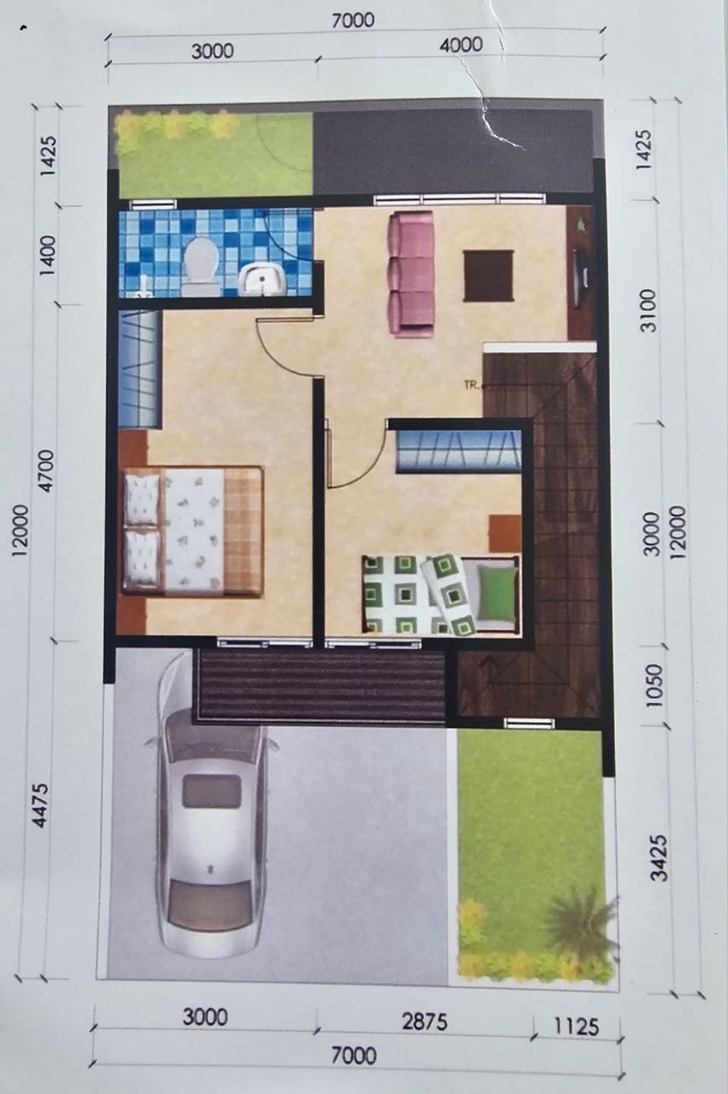foto denah rumah tipe 96 BU II R perumahan Gladiola Residence