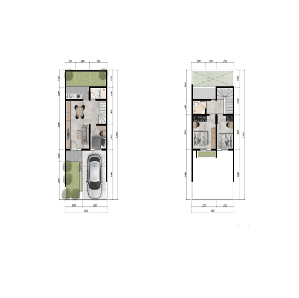 foto denah rumah tipe EVERGREEN E.03.20 perumahan GARDENS AT CANDI SAWANGAN (NEW)