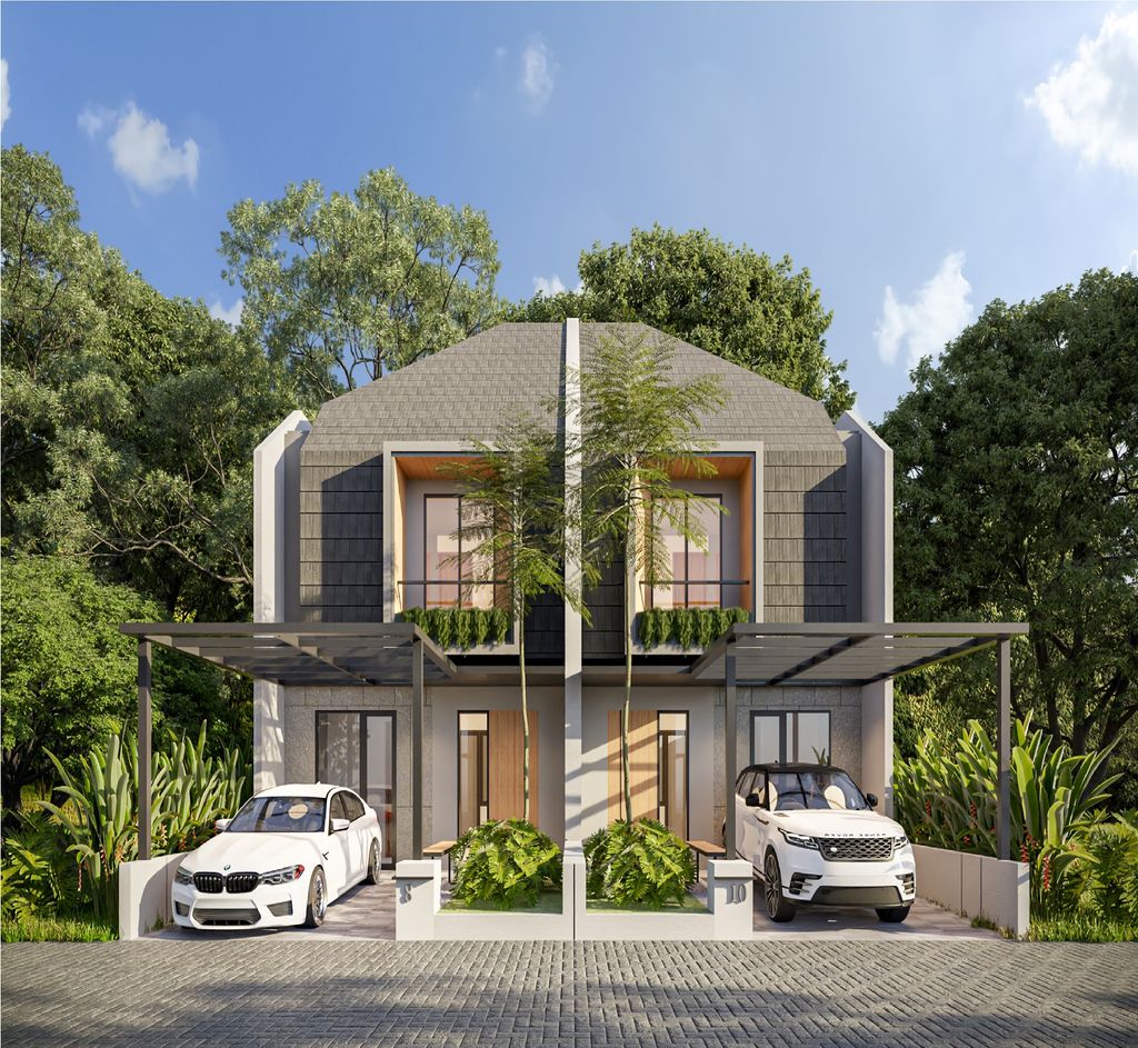 foto tampak rumah tipe EVERGREEN E.06.27 perumahan GARDENS AT CANDI SAWANGAN (NEW)