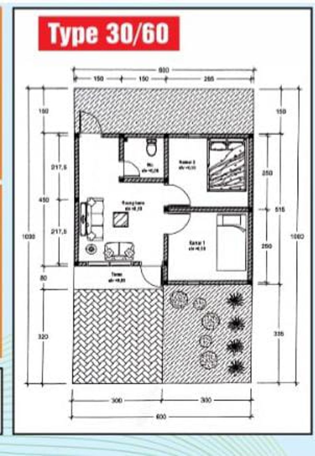 foto denah rumah tipe 30/60 perumahan BALEZA PERMAI 3 TAHAP 3