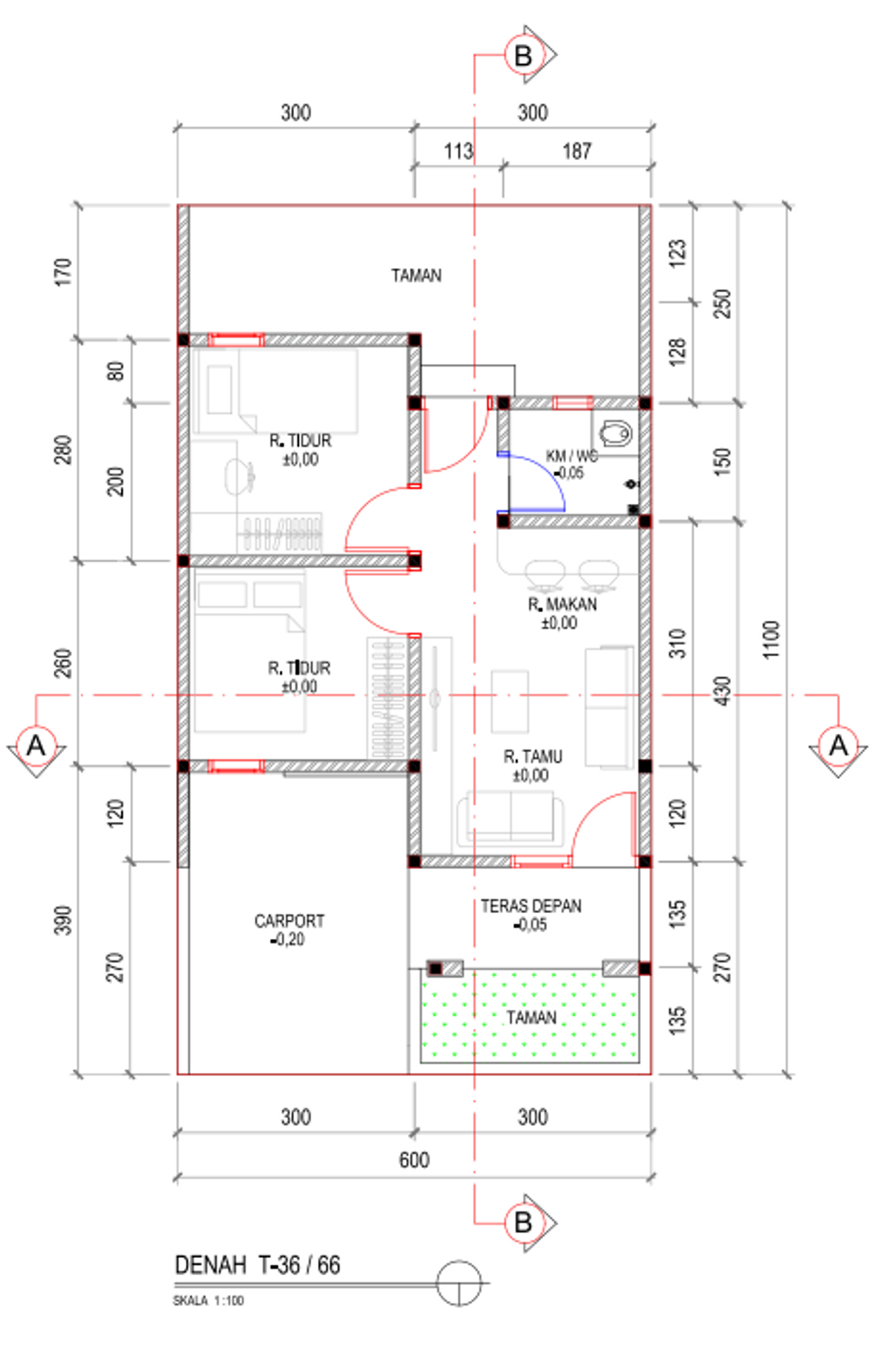 foto denah rumah tipe 36/66 perumahan Perumahan Kampoeng Hijrah Residence 2