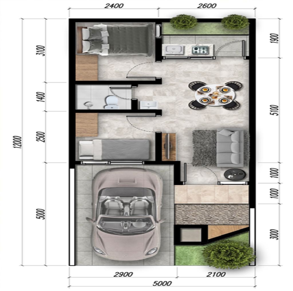 foto denah rumah tipe RIVERGATE H.18.16 perumahan GARDENS AT CANDI SAWANGAN (NEW)