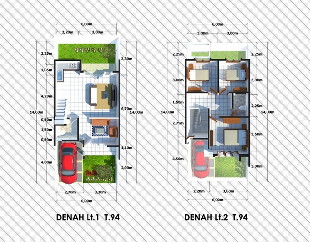 foto denah rumah tipe 94 perumahan Mustika Townhouse