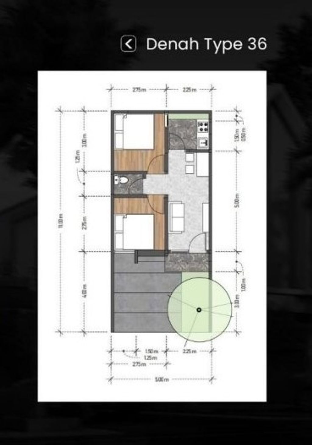foto denah rumah tipe 36/60 perumahan NARA RESIDENCE