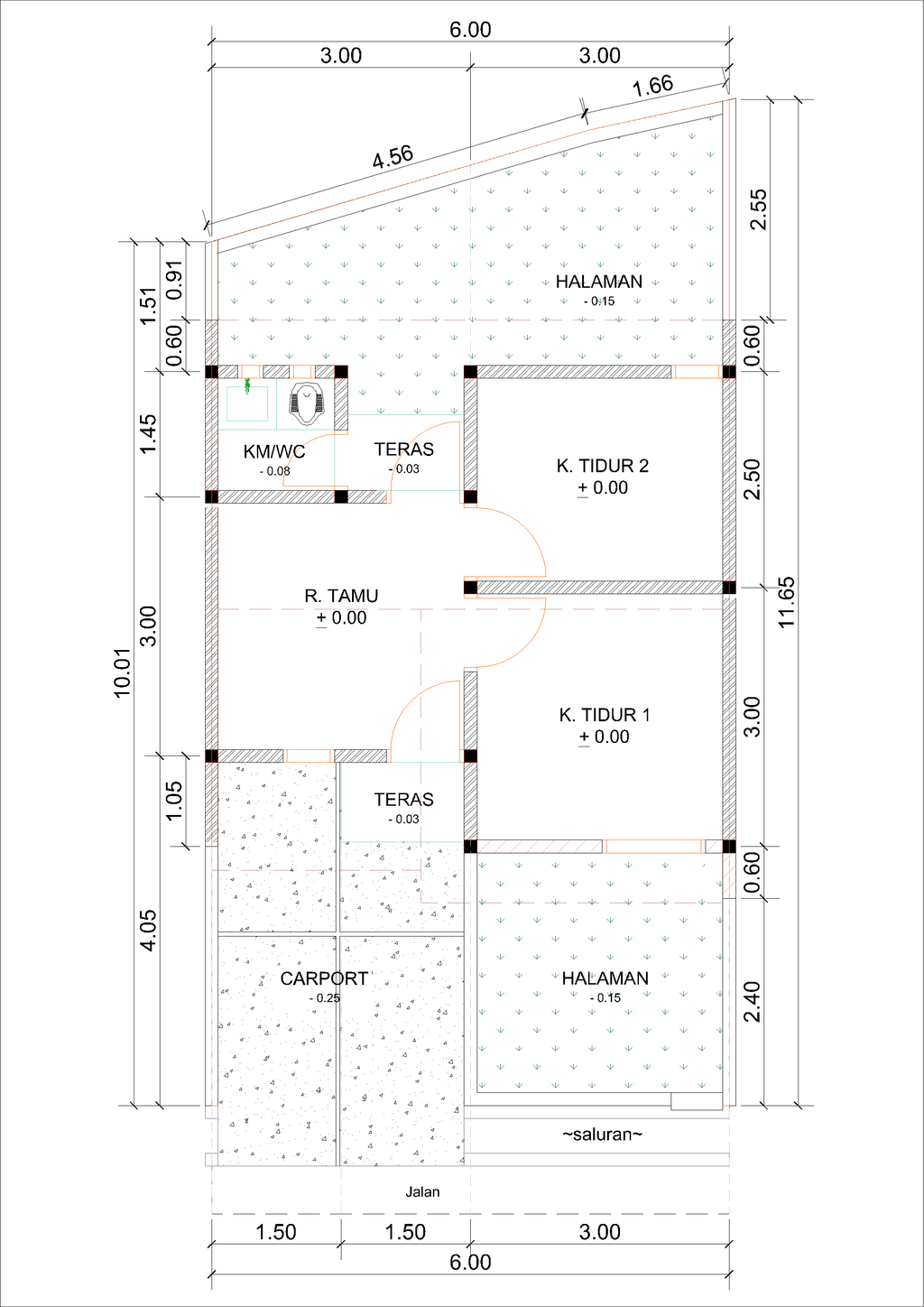 foto denah rumah tipe I02-14 (2024) perumahan Kepuren Residence (Kepuren)
