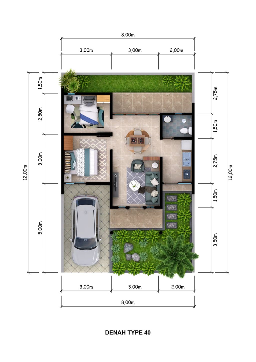 foto denah rumah tipe 45 perumahan Bukit Argomulyo Residence Tahap 1