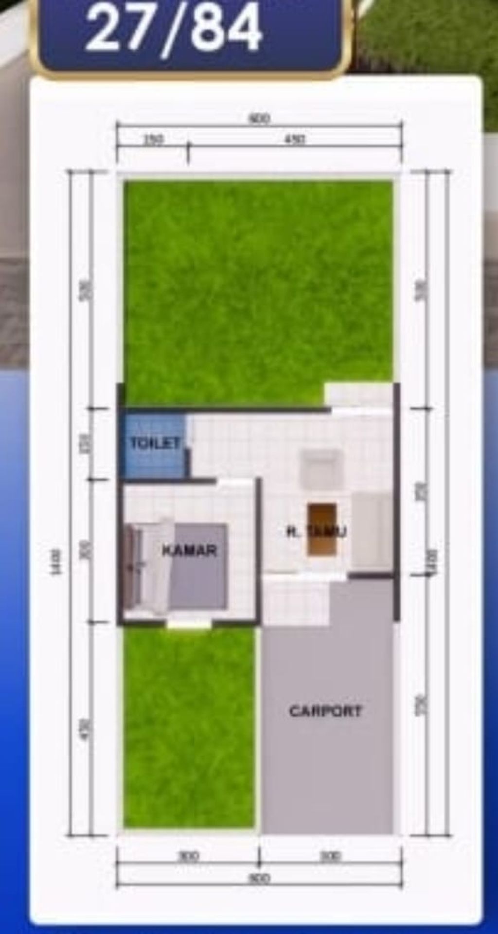 foto denah rumah tipe 27 / 84 perumahan Grand Kemayoran