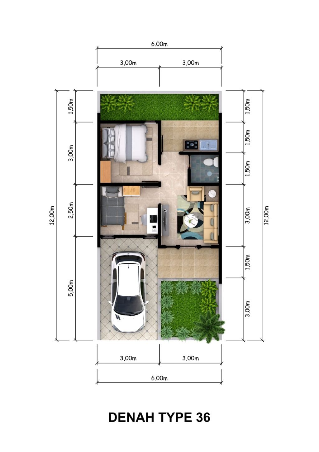 foto denah rumah tipe 36 perumahan Bukit Argomulyo Residence Tahap 2
