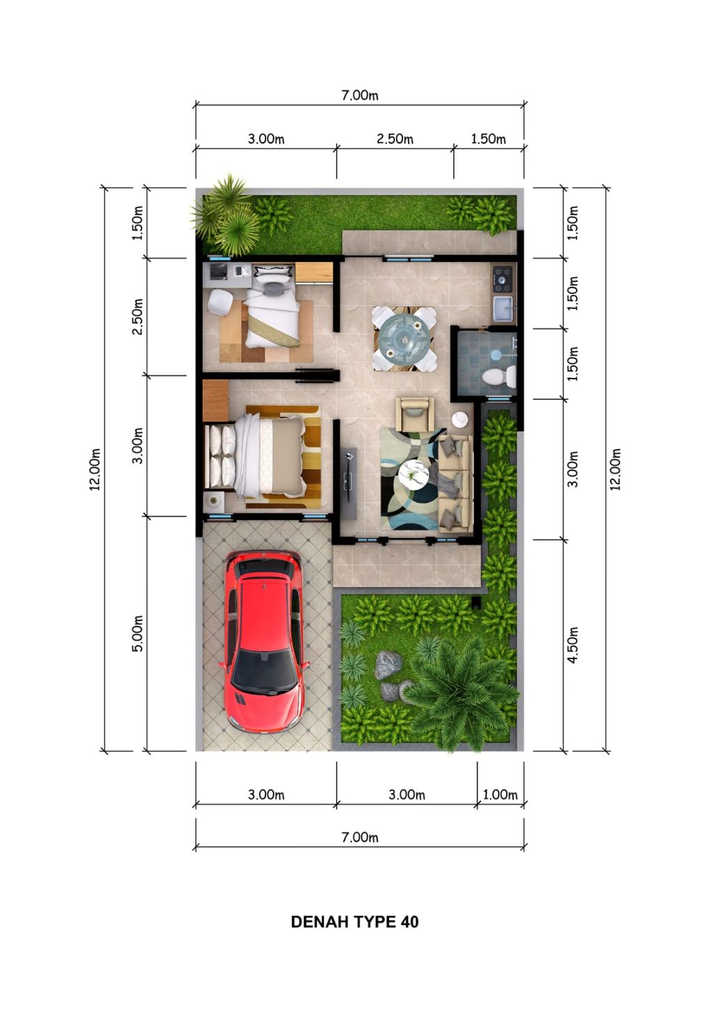 foto denah rumah tipe 40 perumahan Bukit Argomulyo Residence Tahap 1