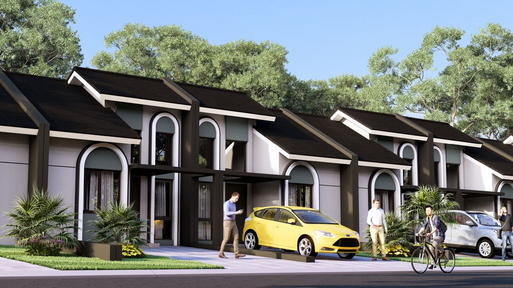 foto tampak rumah tipe 39/72 East Windsor perumahan ROYAL GRANDE