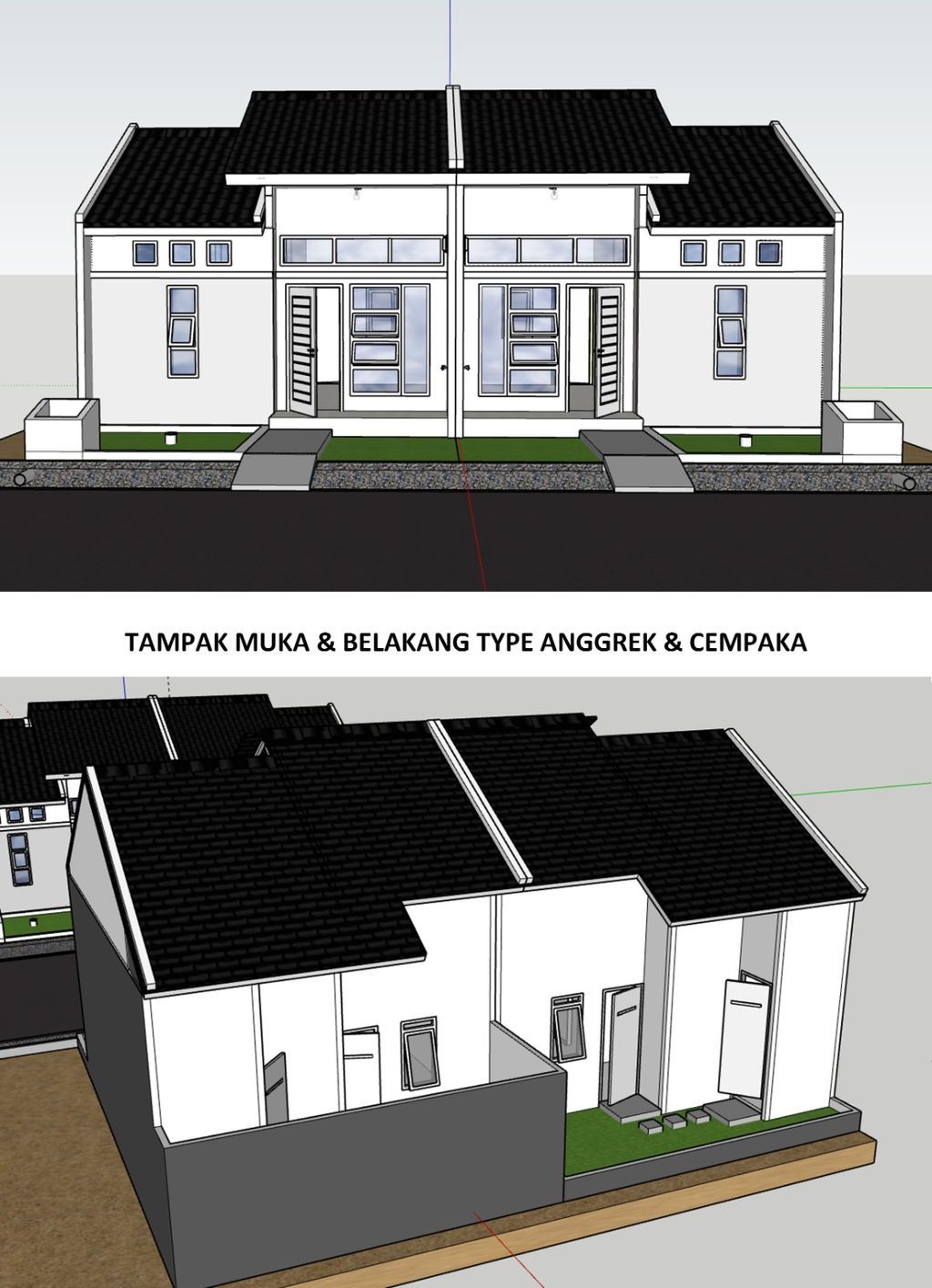foto tampak rumah tipe CEMPAKA ANGGREK 2025 perumahan SURYAJAYA ANNIE LAND