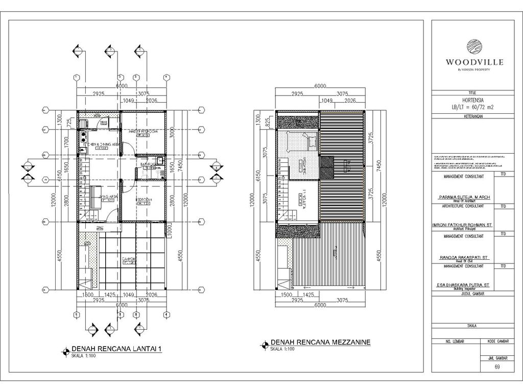 foto denah rumah tipe Hortensia (60/72) perumahan Perumahan Woodville Residence