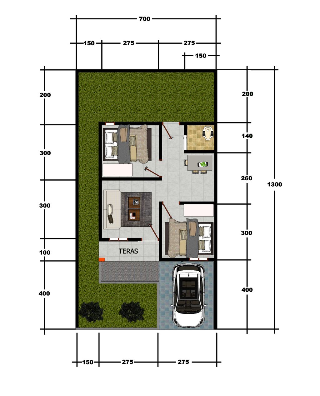 foto denah rumah tipe 36 perumahan ALSYIFA BOULEVARD