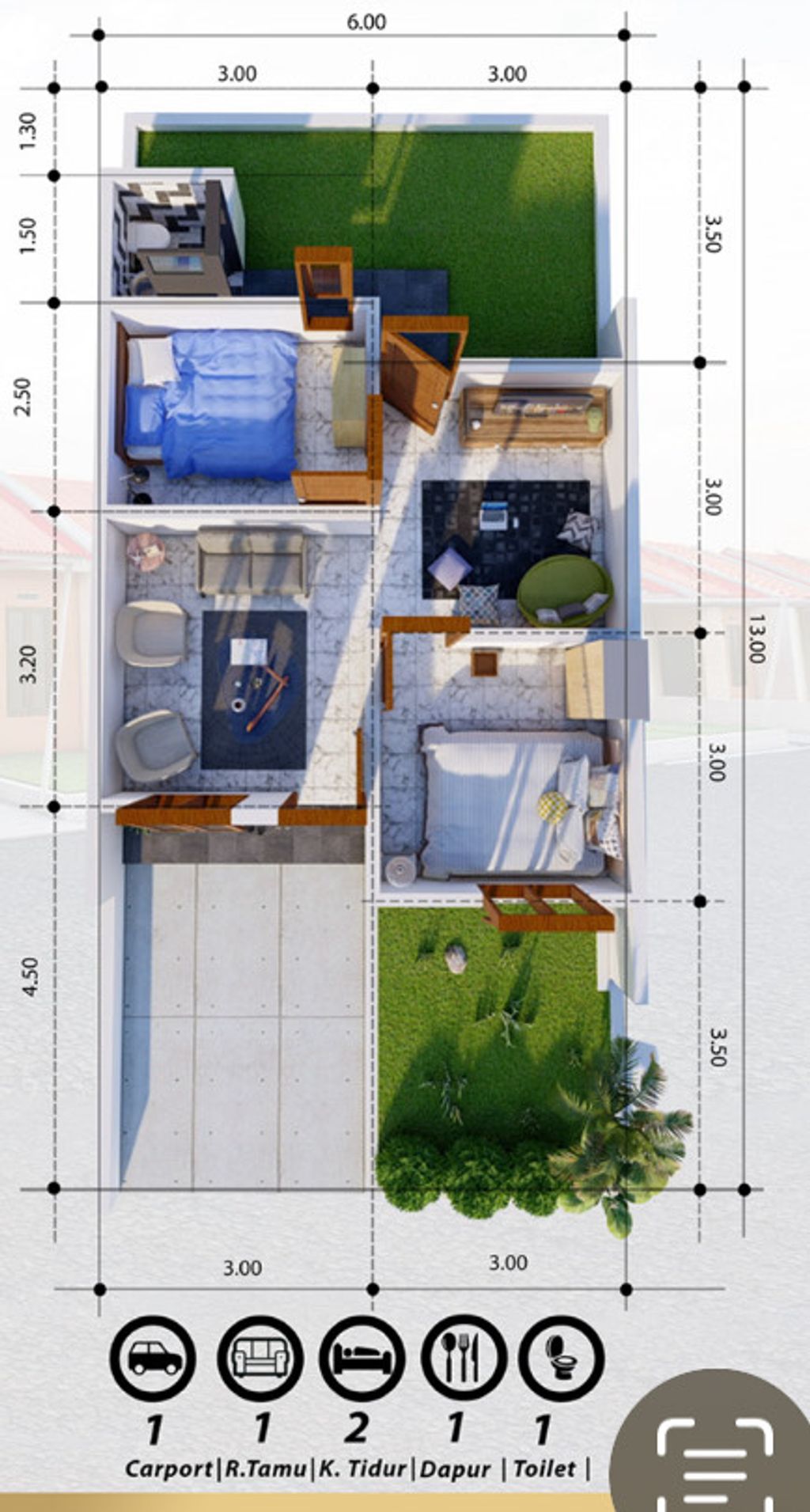 foto denah rumah tipe 36 perumahan HASANAH RESIDENCE