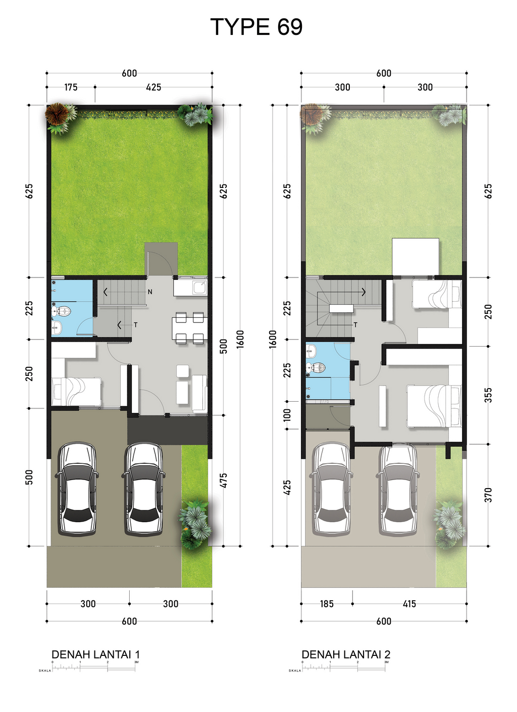 foto denah rumah tipe 69/96 perumahan ROYAL SPRING 1 TAHAP 2