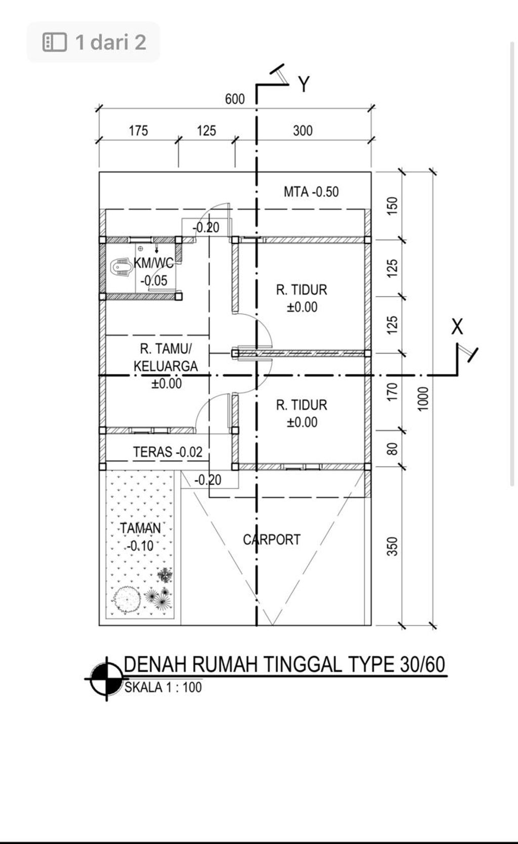 foto denah rumah tipe 30/60 perumahan PERUM PANTURA REGENCY DARUPONO