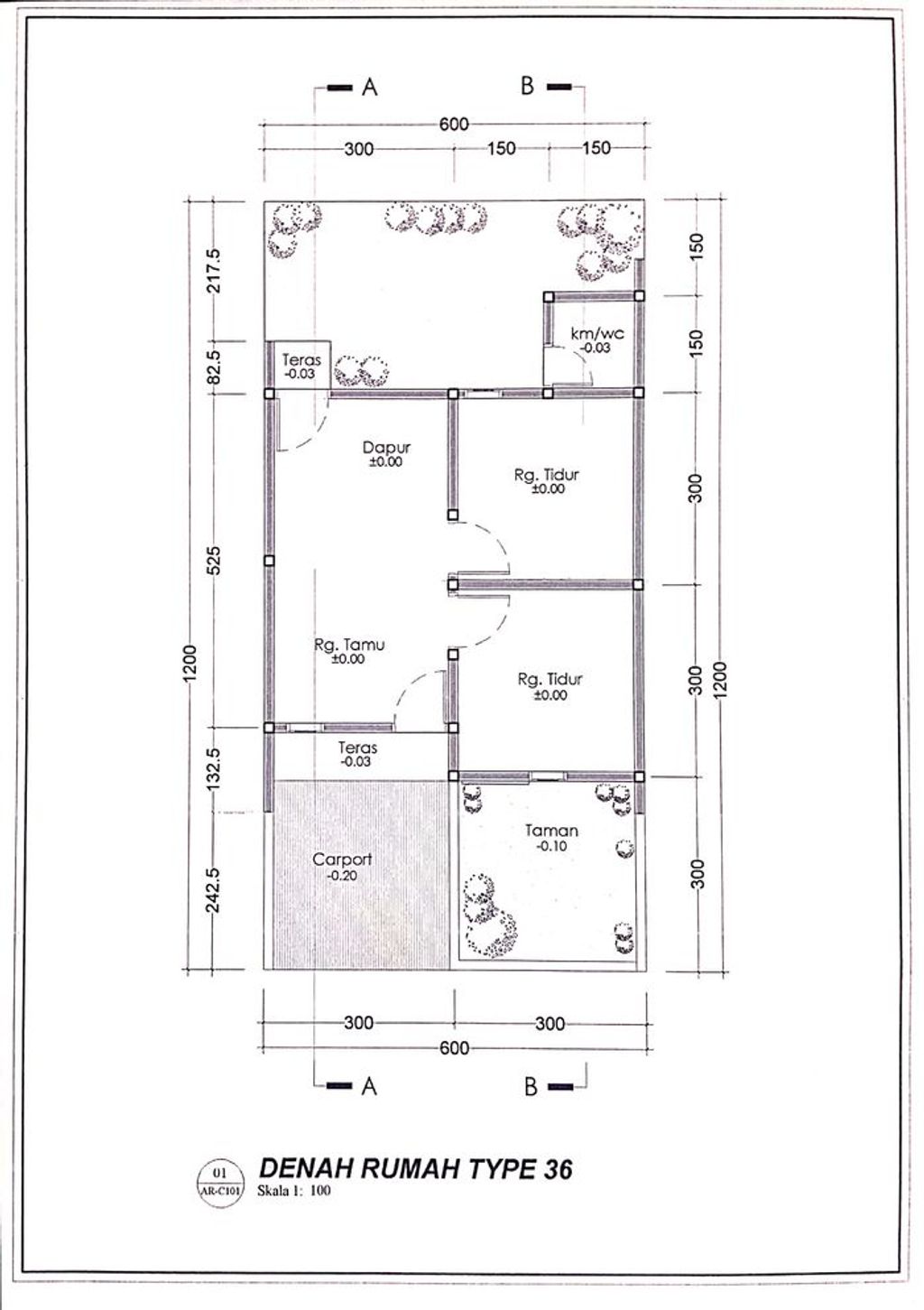 foto denah rumah tipe 36/78 perumahan GRIYA LERANG LERANG 2