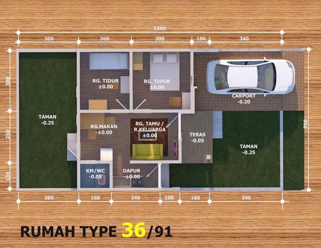 foto denah rumah tipe 36 perumahan BUMI TAHOA PERMAI