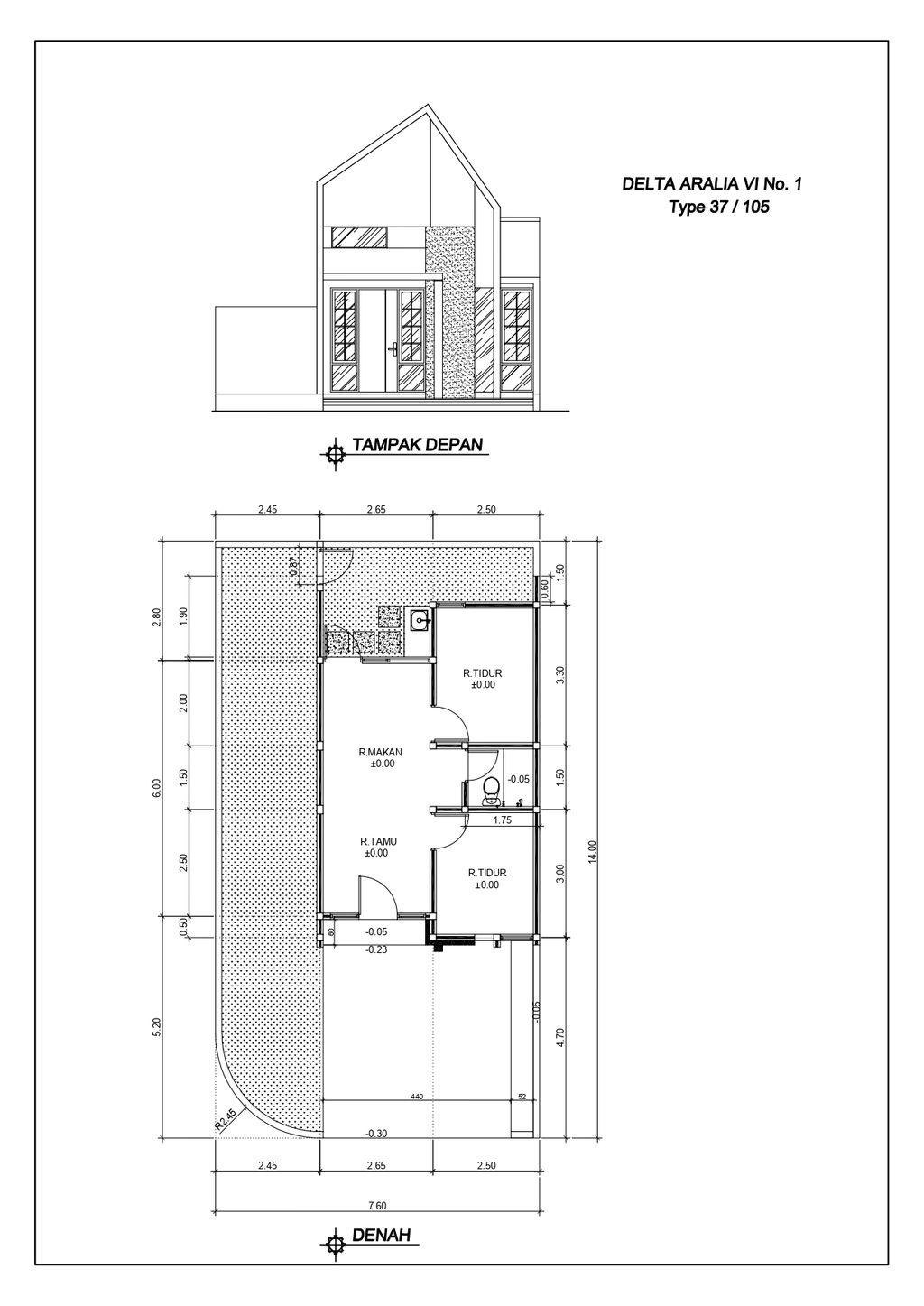 foto denah rumah tipe Delta Aralia VI-1 T-37 perumahan GRAND DELTA SARI