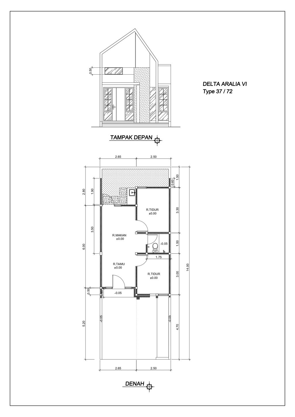 foto denah rumah tipe DELTA ARALIA VI-KIRI T-37 perumahan GRAND DELTA SARI