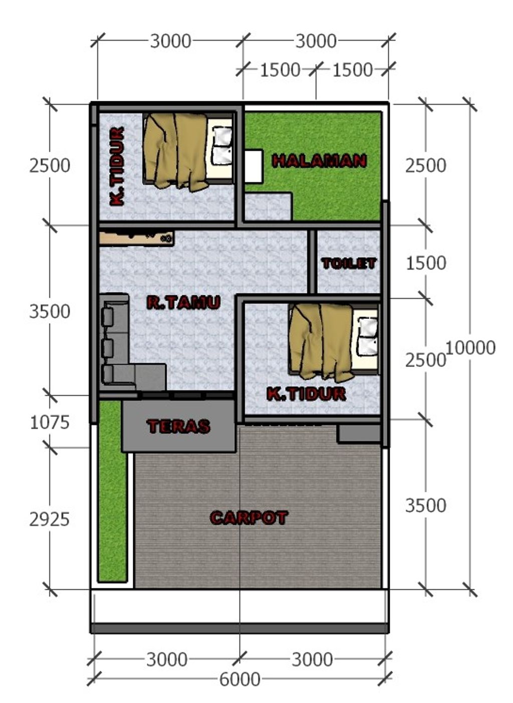 foto denah rumah tipe Subsidi tahap 3 perumahan ELOK RESIDENCE TAHAP 3