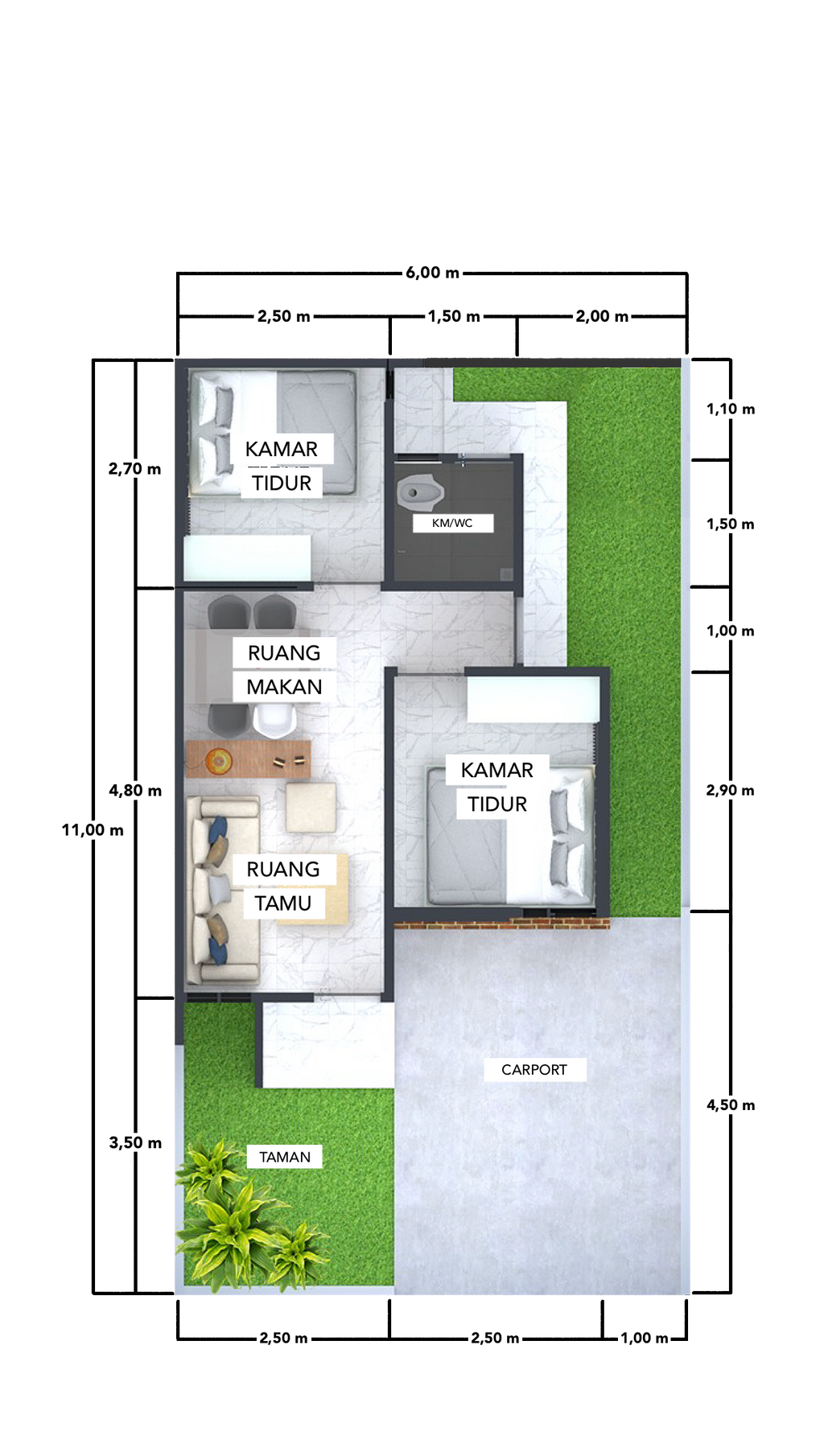 foto denah rumah tipe 33/66 perumahan Asa Dreamland