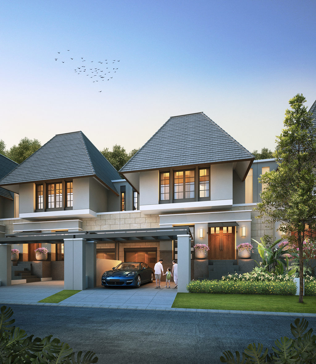 foto tampak rumah tipe AZURITE SPLIT LEVEL perumahan CITRALAND PUNCAK TIDAR MALANG TAHAP II