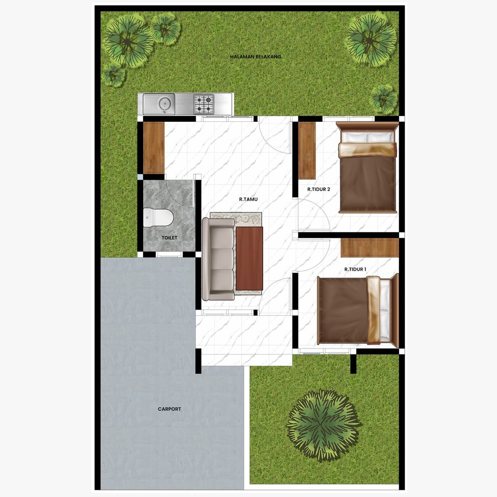 foto denah rumah tipe 36/100 perumahan BUMI HARAPAN PERMAI TAHAP 3