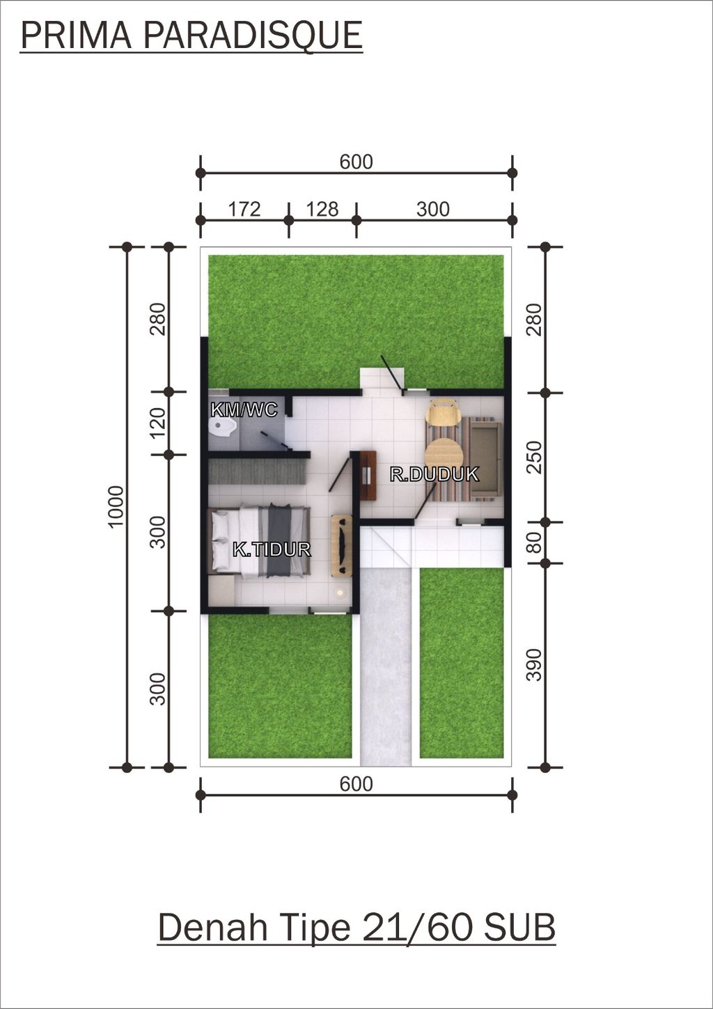 foto denah rumah tipe Nature Subsidi perumahan PRIMA PARADISQUE RESIDENCE