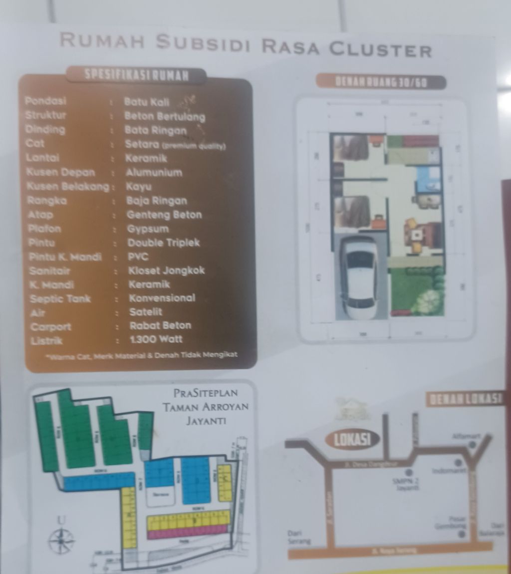 foto denah rumah tipe 30 perumahan TAMAN ARROYAN JAYANTI