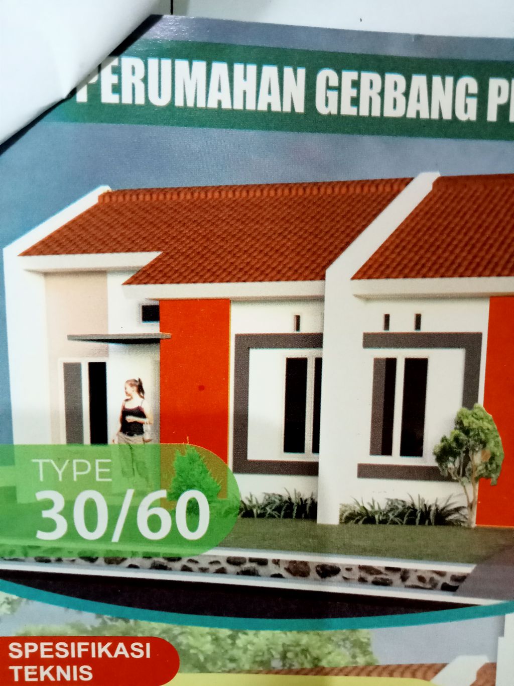 foto tampak rumah tipe 30/60 BARU perumahan GERBANG PERMAI PAMENGKANG