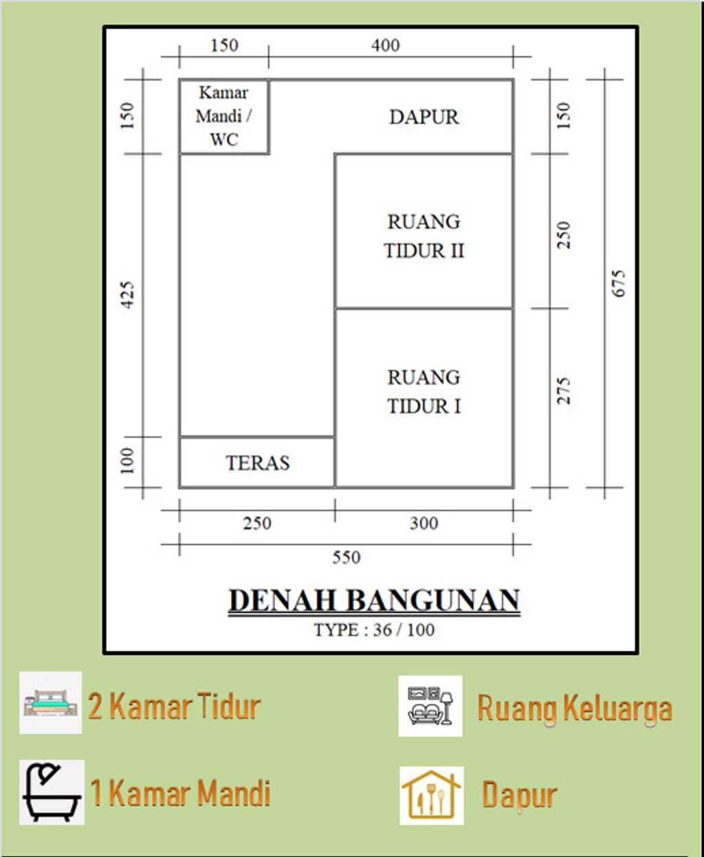 foto denah rumah tipe 36 perumahan SANDAGA ALFALAH